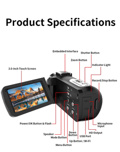 Цифровая видеокамера для соцсетей, блогеров, фото- и видеоблогов, спортивная, 4K, 56 МП, с широкоугольным объективом 270° и ночным видением - Product Image 3