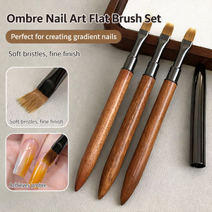 Ensemble de pinceaux à ongles personnalisés avec manche en bois, poils en nylon flexibles, pointes ovales, plates et dégradées pour les détails fins en art. - Product Image 2