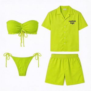 Conjunto de Bikini Brillante para Mujer y Camisa Casual con Cordón para Hombre, Traje de Vacaciones Personalizado para Parejas, Ropa de Baño para Él y Ella - Product Image 2