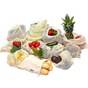 Eco-friendly Reusable Organic Cotton Mesh Produce <b>Bag</b> Drawstring Grocery <b>Net</b> <b>Bags</b> for Vegetable Fruit Food Kitchen - Product Image 6