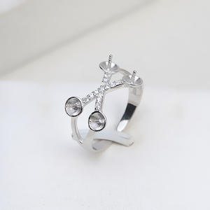 S925 Silver <b>Adjustable</b> Female Living <b>Ring</b> 4-Bead 5-6 Open DIY Pearl Accessory Holder 224 <b>Size</b> - Product Image 1