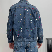 YUCHEN strass veste Amérique Street Wear à la mode personnalisé perles embelli Denim veste Jeans veste