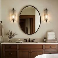 Armoire de salle de bain murale classique américaine rétro en chêne rouge avec lavabo et évier pour hôtel et appartement