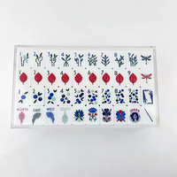 Jeu de tuiles de mahjong en acrylique blanc moderne de luxe à motif personnalisé, 160 pièces, qualité professionnelle de casino, épaisseur 5 mm, 4 joueurs