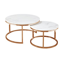 Vente en gros d'ensemble de table basse ronde en marbre à la mode, côté réglable pour la maison, hôtel ou atelier, meubles de salle à manger