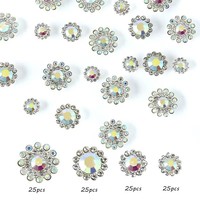 Aksesoris Pakaian Berbentuk Bunga Matahari Ukuran OEM, Rhinestone Lepas, Komponen Jepit Rambut, Jahitan Tangan DIY