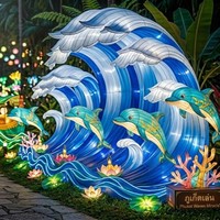 Grande décoration interactive de lanternes pour parc d'attractions, pour le Nouvel An, utilisation intérieure/extérieure, spectacle de lumière pour parc à thème