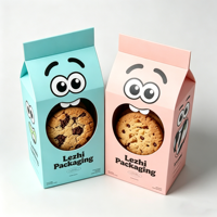 Boîte d'emballage en papier pour biscuits et gâteaux avec fenêtre, design personnalisé avec logo, mignonne, pour biscuits pour enfants, pâtisserie, dessert, boîte en carton