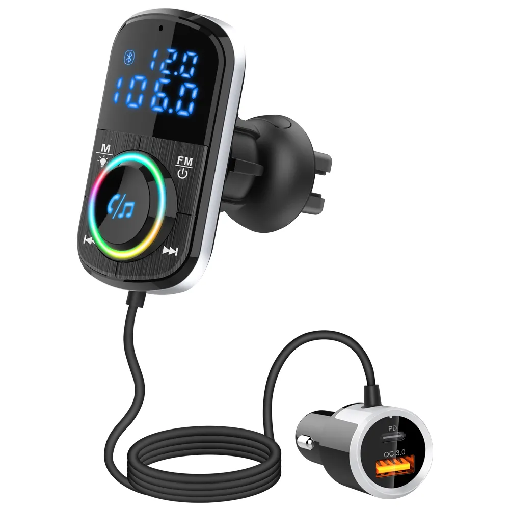 Best selling Hands-free Bluetooth 5.0 PD QC3.0 Fast Charge FM Transmitter car charger BC71