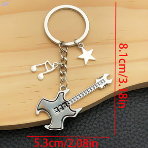 QY Zinc Alloy Guitar Keychain Metal <b>Key</b> <b>Ring</b> Enamel <b>Bag</b> Charm Music Pendant Promotional Gift - Product Image 6
