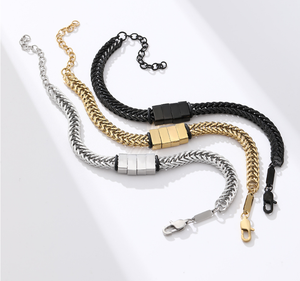 Braccialetto personalizzato per papà con <span class=keywords><strong>nomi</strong></span> dei figli, placcato oro, in acciaio inossidabile, braccialetto con nome di famiglia, regalo per la festa del papà, gioielli personalizzabili. - Product Image 5
