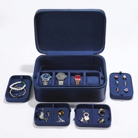 WEIMEI logo personnalisé bleu 7 compartiments boîte de rangement de bijoux avec motif de diamant de glace pour montre bague collier bracelet stockage