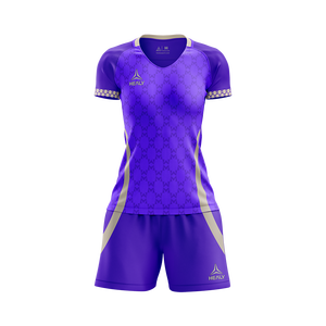 Camiseta de Fútbol para Mujer Healy, Color Morado Vibrante con Rayas, Corte Ajustado, 100% Poliéster, Transpirable, Sublimada - Product Image 1
