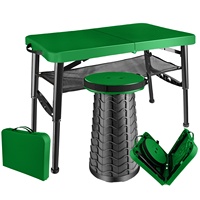 Ensemble table et tabourets pliables, légers, portables, réglables en hauteur, faciles à nettoyer, en plastique, pour extérieur