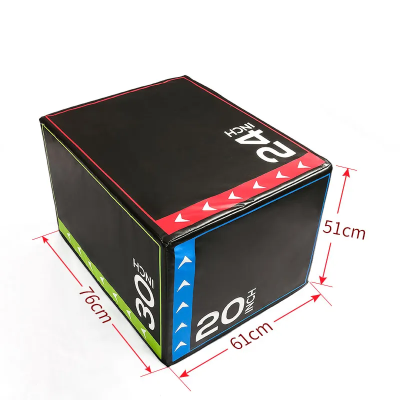 Olahraga kepadatan tinggi 3 In 1 lompat kotak peralatan kebugaran Aksesori latihan busa latihan kotak Plyo lembut dengan rumah