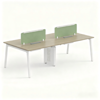 Poste de travail moderne Greatway pour 4 personnes, bureau de personnel dos à dos avec cloison d'intimité verte, structure en acier
