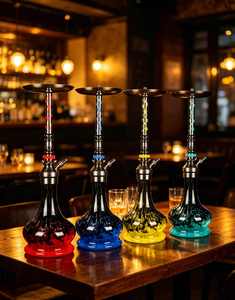 Cachimba de Vidrio de Colores Moderna con Base Metálica para Exhibición en Bares y Salones - Product Image 4