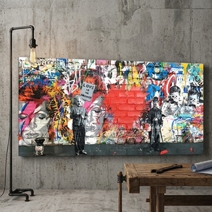 Stampe d'arte moderne su tela <span class=keywords><strong>con</strong></span> design di graffiti e ritratti per decorazioni domestiche - Product Image 3
