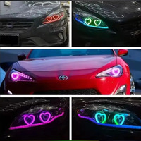 Nouvelles bagues LED RGB à effet de poursuite et de course, en forme de cœur, pour phares de voiture, 12V, ajustement universel