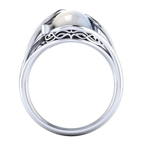 Anello Traforato con Perle Imitate per Donna, Gioiello da Dito alla Moda per Uso Quotidiano - Product Image 4