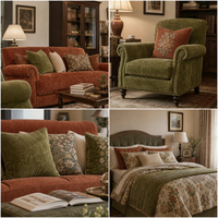 Tissu en velours à tricotage warp de style américain/américain (US) pour revêtement de canapé, fauteuil, coussin, oreiller, décoration et couvre-lit