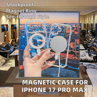 Coque de téléphone magnétique transparente en TPU acrylique au design sportif populaire, anti-traces de doigts, compatible avec la charge sans fil pour 17 Pro Max – Tendance