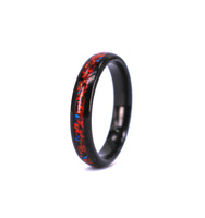 6mm Schwarzer Wolfram-Kuppelring mit Rotem Opal für Verlobung Jubiläum Eleganter Paarring