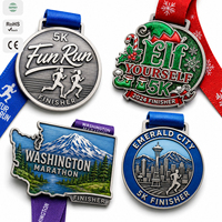 Medalla de Maratón Personalizada de Aleación de Zinc, Esmalte Suave 3D, Premio Deportivo para Corredores, Chapada en Oro con Cinta Personalizada