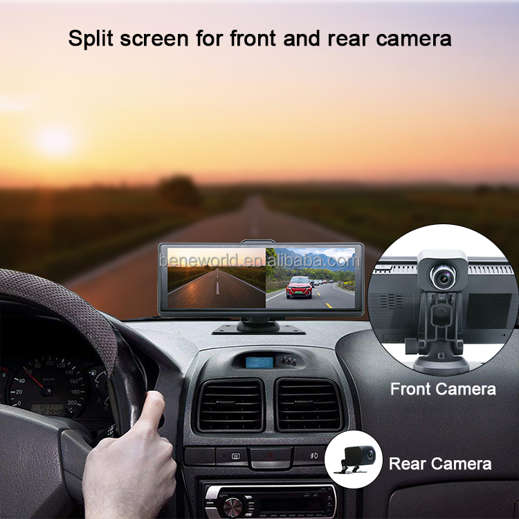 10.26 Inch Ondash Camera Rearview Mirror Car Dvr Driving Recorder