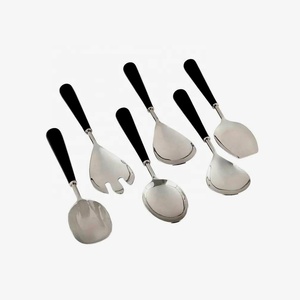 Ustensiles de service en acier inoxydable, 10 pièces, avec poignée en résine noire unie, ensemble chakra avec boîte - Product Image 2