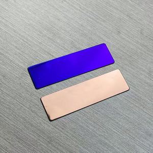 Plaque nominative rectangulaire vierge en acier inoxydable brossé effet miroir, gravable au laser – Vente chaude - Product Image 1