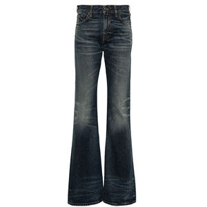 سوبر تمتد الأزرق المرأة عالية الخصر الجينز الساق واسعة الكلاسيكية غسل الفاخرة ثنائية الاتجاه تمتد الدنيم الكشط تنفس مثير - Product Image 1