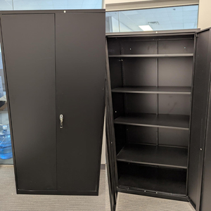 Iron <b>Cupboard</b> Adjustable Layers <b>Shelves</b> Modern Black Office Home Storage Furniture Steel Swing 2 Door Metal Filing Cabinet - Product Image 5