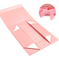 Caixas de presente dobráveis luxuosas, logotipo personalizado do papelão rígido de papel magnético com fita fecho para vestido de casamento