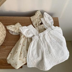 Conjuntos de Ropa Floral de Verano al por Mayor para Niñas: Pantalones Bombachos Coreanos y Camisa de Algodón Estilo Pastoral (2 Piezas) - Product Image 4