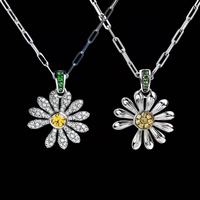 Collier pendentif marguerite gothique pour homme en acier inoxydable, collier fleur glacé, bijoux streetwear hip-hop, vente en gros
