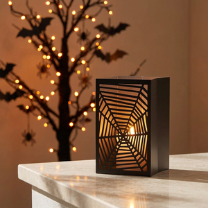 Nouveau Porte-bougie votif en métal en forme de sac avec découpe araignée pour la décoration d'Halloween - Product Image 1