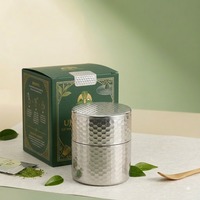 Boîte à thé en acier inoxydable de qualité alimentaire, boîte à thé martelée de luxe, récipient pour thé en vrac