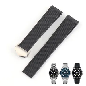Tali jam tangan karet tahan air 21.5mm 22mm (18mm) tali jam tangan hitam biru cokelat cocok untuk jam tangan pria seri A-QUARACER gesper