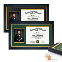 Cadre photo en bois massif noir Mondon Wholesale pour diplôme et photo avec passe-partout vert pour certificat 8,5x11