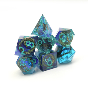 Magnifique jeu <span class=keywords><strong>de</strong></span> dés à noyau liquide RPF sans moisissure, motif tentacule bleu océan, pour <span class=keywords><strong>jeux</strong></span> <span class=keywords><strong>de</strong></span> rôle - Product Image 2