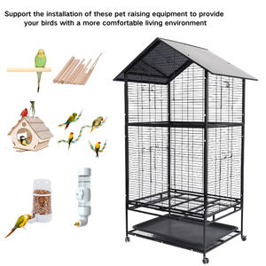 Toptan büyük Metal Birdhouse hareketli evrensel tekerlek tel papağan kafes, geniş Metal kuş kafesi papağan kafesi - Product Image 2