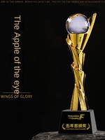 Trophée hybride cristal-résine personnalisé |   Récompenses gravées au laser 3D pour les champions de ventes d'excellence corporative et les compétitions pour enfants