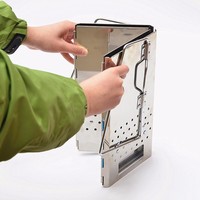 Barbecue d'extérieur pliable en acier inoxydable épaissi, réchaud à charbon de bois, allume-feu, portable, léger, 1,7 kg JEYHL-001S