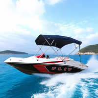 Perahu Cepat 15ft Bersertifikasi CE, Perahu Fiberglass Dua Lapis untuk Sungai, Laut, Danau, Berselancar, 4 Kursi, Perahu Sport Mini