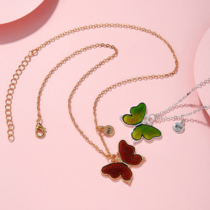 طقم 2 جديد مخصص للأطفال أفضل صديق إلى الأبد قلادة لطيفة من المينا قلائد صداقة فراشة هدية للفتيات - Product Image 5