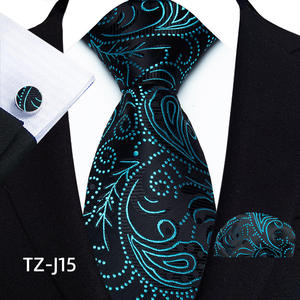 Conjunto de Corbata Floral Informal con Pañuelo y Gemelos de Paisley para Fiestas, Venta al por Mayor - Product Image 4