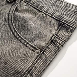 Autunno <span class=keywords><strong>uomo</strong></span> retrò stile medio-riposto traspirante <span class=keywords><strong>Jeans</strong></span> <span class=keywords><strong>grigio</strong></span> fumo nappe <span class=keywords><strong>grigio</strong></span> cemento stile dritto lavato in Denim tinta unita con bottone - Product Image 5