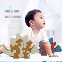 Juguetes Educativos Personalizados al por Mayor OEM y ODM, Rompecabezas de Dinosaurios de Silicona de Grado Alimenticio Libres de BPA para Niños de 2 a 4 Años, para Aprender y Jugar