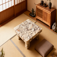 Table basse de salon PAIA STONE en marbre naturel, design luxueux, personnalisable, en marbre Calacatta Viola